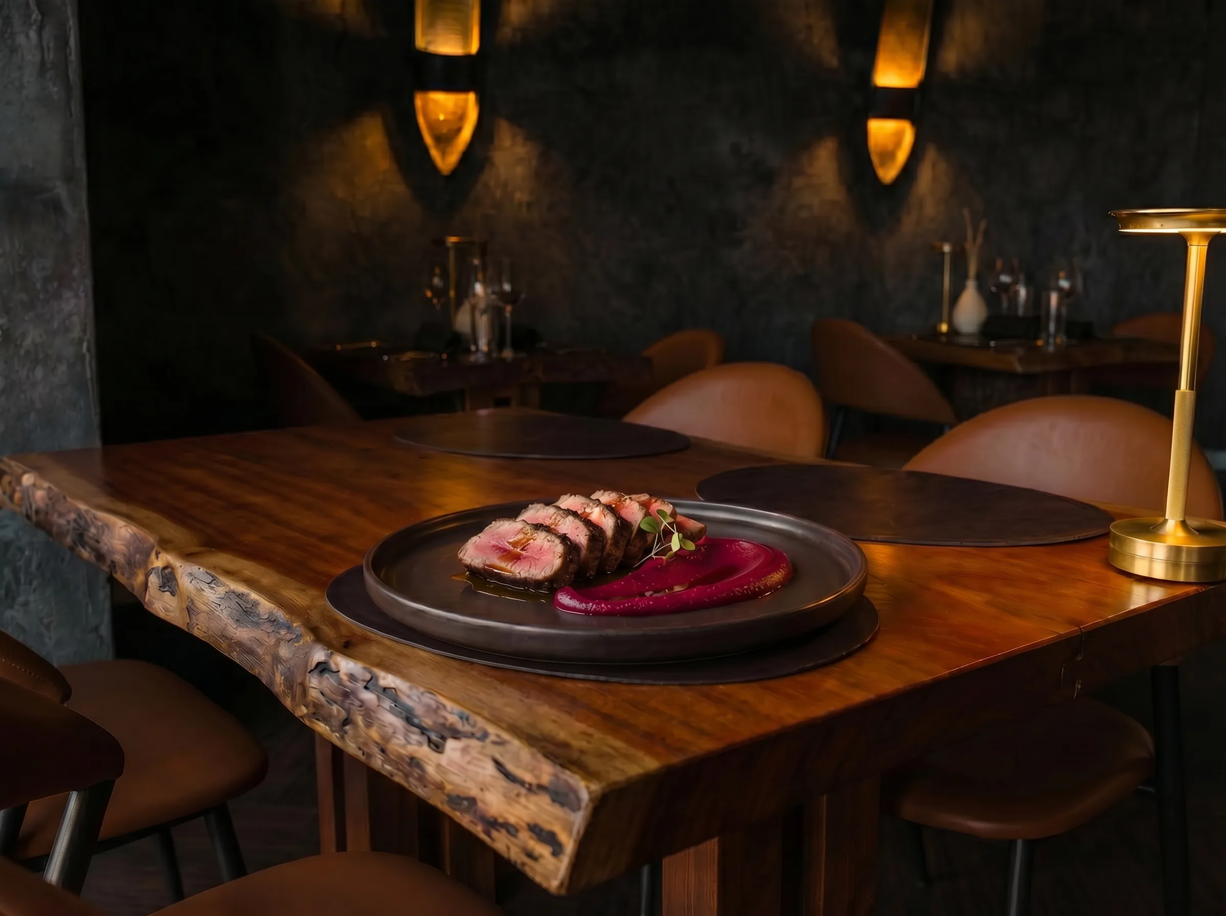 Pan-African Blackened Beef Fillet with Beetroot Potato Purée