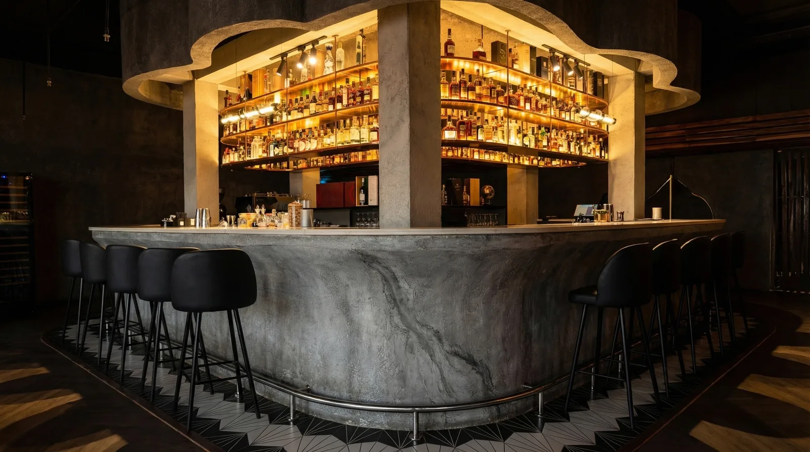 The Burgundy bar area