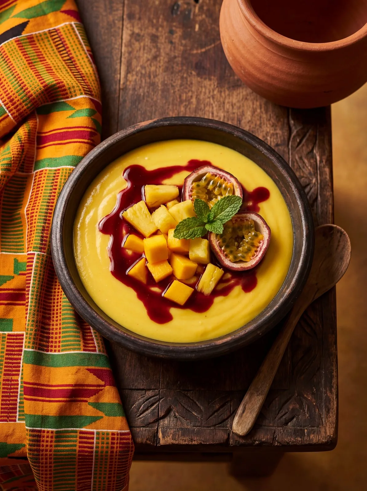 Zobo-Infused Custard with Pan-African Spiced Fruit Compote